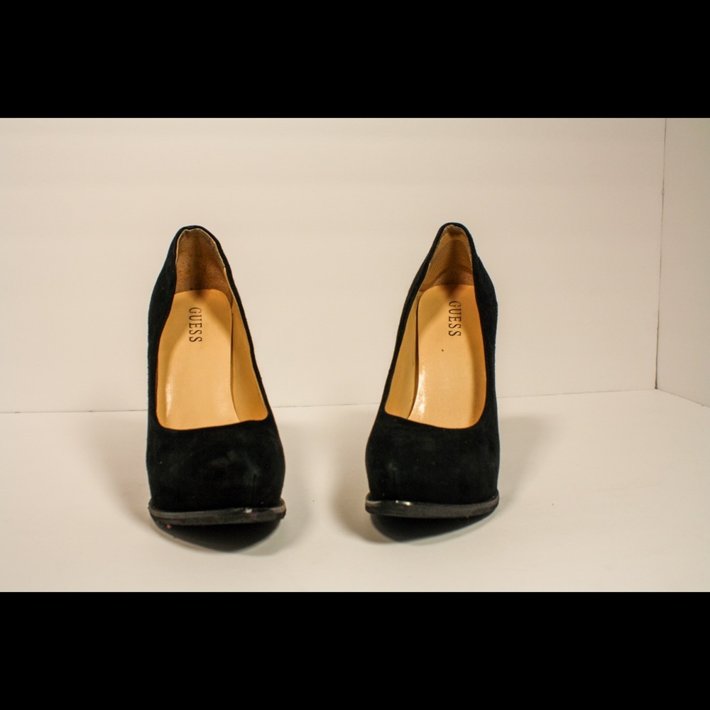 Black suede Guess heels
